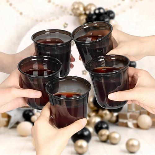 Vasos de Plástico Negro Jycnolm, 50 Pzs, 12 Oz, Copas de Vino Desechables Sin Tallo para Fiestas, Reuniones y Cumpleaños - imagen 6