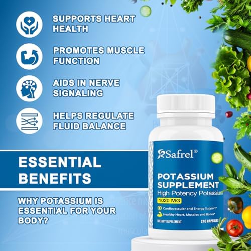 Suplemento de Potasio Safrel, 1020 mg, 240 Porciones, Cápsulas Vegetarianas, No Transgénico, Sin Gluten, Hecho en EE. UU. - imagen 3