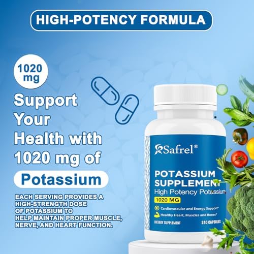 Suplemento de Potasio Safrel, 1020 mg, 240 Porciones, Cápsulas Vegetarianas, No Transgénico, Sin Gluten, Hecho en EE. UU. - imagen 4