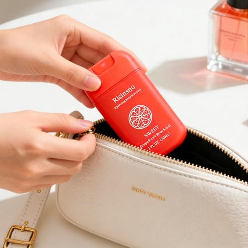 Spray Desinfectante Hidratante para Manos Risinsno, Pack de 3 Viaje, Aroma Refrescante, Tamaño Portátil y Recargable - imagen 5