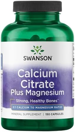 Suplemento Mineral Swanson Citrato de Calcio con Magnesio - Fortalece Huesos, Energía y Relajación Muscular - Apoya la Salud Cardiovascular - (150 - imagen 1