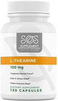 SOS L-Theanine, Suplemento para el Enfoque y Soporte Cerebral, 100mg, 120 Cápsulas - imagen 1