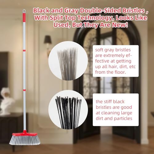 Escoba SDSM para Interior y Exterior, con Doble Cara y Mango Largo, Ideal para Casa, Patio, Garage, Oficina y Mascotas, 51 Pulgadas - imagen 5