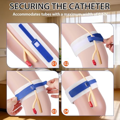 Paquete de 4 Fajas para Catéter Foley - Faja de 23.4x2 con Agarre de Silicón, Dispositivo Cómodo para Estabilización de Catéter, Suministros - imagen 5