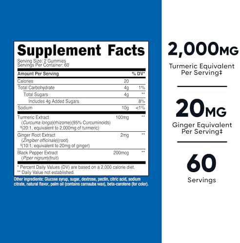 Gomitas de Cúrcuma Nutricost 2,000mg por Porción (120 Gomitas) - 60 Porciones - imagen 2