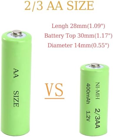 Paquete de 12 Baterías Recargables Ni-Mh 2/3AA 1.2V 400mAh con Punta de Botón para Luces Solares de Jardín, Afeitadoras Electrónicas y Cepillos de - imagen 2