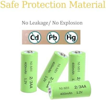Paquete de 12 Baterías Recargables Ni-Mh 2/3AA 1.2V 400mAh con Punta de Botón para Luces Solares de Jardín, Afeitadoras Electrónicas y Cepillos de - imagen 5