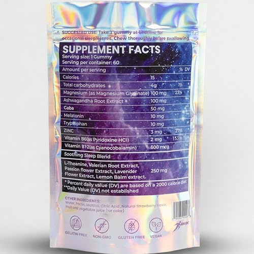 Gomitas para Dormir Vemax para Adultos con Melatonina 10mg, L-Theanina, Magnesio, Lavanda, Toronjil y Ashwagandha, Sin Drogas, 60 Gomas Sabor Fresa, - imagen 7