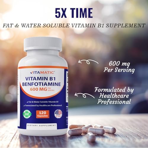 Vitamatic Benfotiamina 300mg + Vitamina B1 300mg - 120 Cápsulas Vegetales - Hecho en EE. UU. - Sin Gluten - No Transgénico - imagen 5