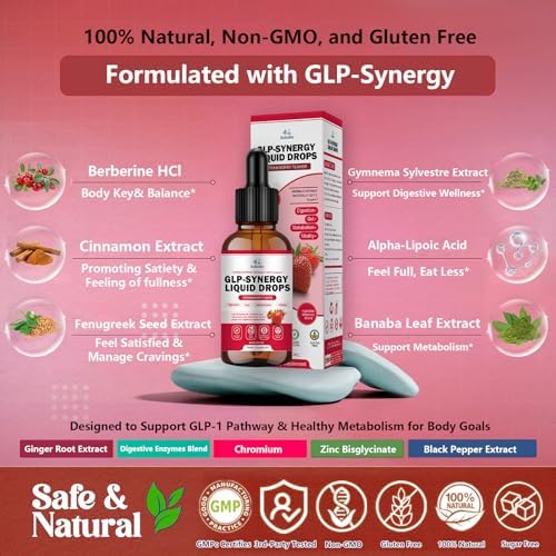 Gotas Suplemento GLP-1 para Hombres y Mujeres, Mezcla Líquida Natural 12 en 1 con Berberina HCI para Metabolismo y Digestión, Potente Bebida Diaria - imagen 2