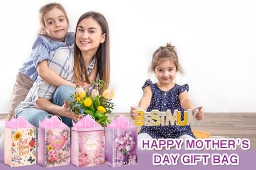 BDDYYI 8 Pzs Bolsa de Regalo Mediana para el Día de las Madres con Asas y Papel de Seda - Bolsas para Mujeres, Regalos para la Mejor Mamá - imagen 3