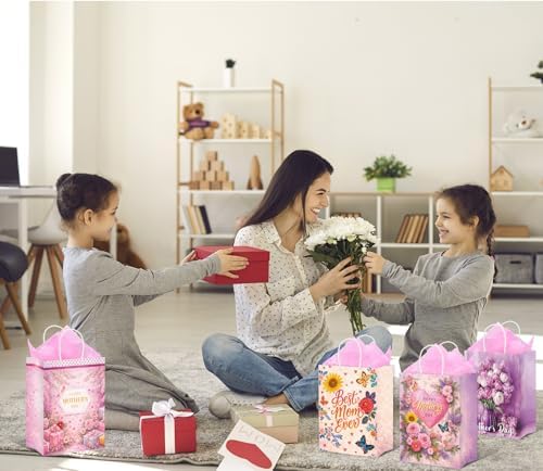 BDDYYI 8 Pzs Bolsa de Regalo Mediana para el Día de las Madres con Asas y Papel de Seda - Bolsas para Mujeres, Regalos para la Mejor Mamá - imagen 7