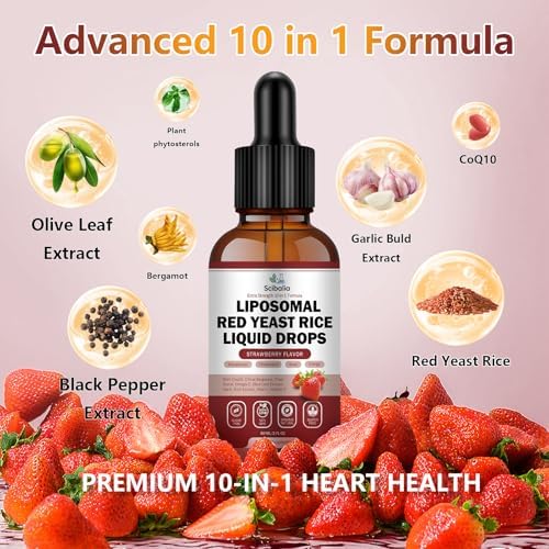 Scibalia Gotas Líquidas de Arroz Rojo Liposomal 1200mg 10 en 1, Suplemento Orgánico con CoQ10, Bergamota, Esteroles Vegetales y Ajo, Fuerza Extra - imagen 4