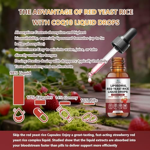 Scibalia Gotas Líquidas de Arroz Rojo Liposomal 1200mg 10 en 1, Suplemento Orgánico con CoQ10, Bergamota, Esteroles Vegetales y Ajo, Fuerza Extra - imagen 6