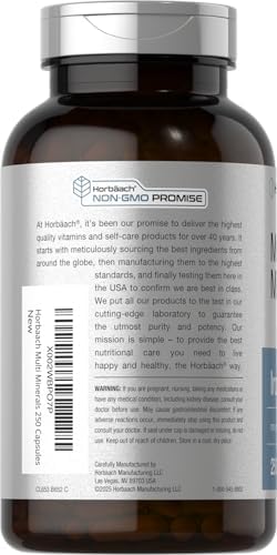 Suplemento de Múltiples Minerales Horbäach | 250 Cápsulas | Sin Hierro | Complejo Mineral Diario para Hombres y Mujeres | Sin OGM y Sin Gluten - imagen 3