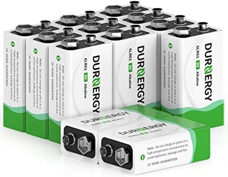 Baterías DURNERGY 9V Paquete de 12, 10 Años de Vida Útil, Baterías Alcalinas para Detectores de Humo y Pedales de Guitarra - imagen 1