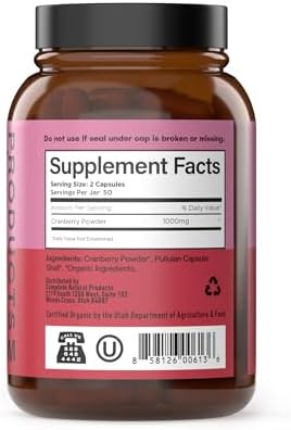 Cápsulas Orgánicas de Arándano 500mg de Complete Natural Products - Suplementos para Mujeres, Polvo Vegetal para Apoyo del Tracto Urinario y la - imagen 3
