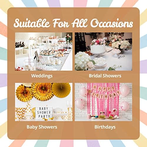 Platos de Papel Desechables Confettiville, 50 Piezas, Borde Ondulado en Foil Dorado, Rayas Pastel, 6 Colores, 9 Pulgadas - imagen 7