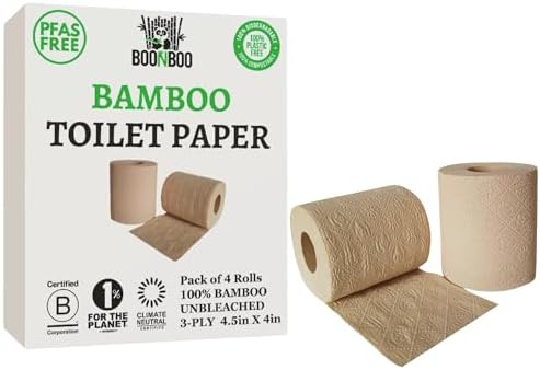 Papel Higiénico de Bambú BOONBOO, 3 Capas, Sin Blanquear, Paquete de 4 Rollos - imagen 1
