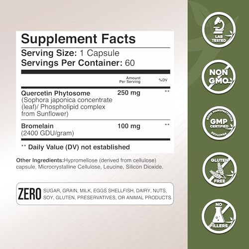 Gade Nutrition Quercetina Fitósoma con Bromelina I 95% Purificada I 50X Mayor Absorción - Suplemento Efectivo para Hombres y Mujeres - Hecho en EE. - imagen 4
