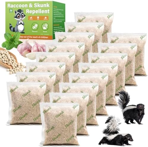 Paquete de 16 Bolsitas Repelentes de Zorrillos, Aceite Esencial de Menta Natural, Seguro para Mascotas y Familia, Listo para Usar en Jardín, Patio y - imagen 1