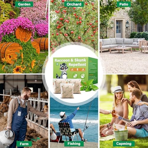 Paquete de 16 Bolsitas Repelentes de Zorrillos, Aceite Esencial de Menta Natural, Seguro para Mascotas y Familia, Listo para Usar en Jardín, Patio y - imagen 7