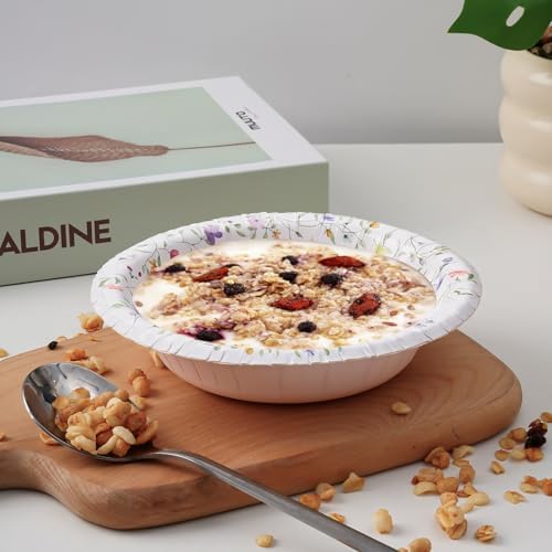 Tazones de Papel HOMIX, 12 oz, 125 Piezas, Desechables con Diseño Floral, Resistentes a la Humedad, Ideales para Desayuno, Comida y Cena - imagen 6