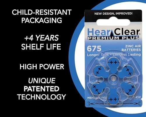 Baterías para Audífonos Hear Clear Tamaño 675 PR44 con Tab Azul (60 Baterías) + Llavero Portabaterías - imagen 2