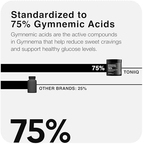 Toniiq Gymnema Sylvestre – Extracto Ultra Potente 25:1 Estandarizado al 75% de Ácidos Gimnémicos – 500mg Dosis Clínica – 120 Cápsulas Veganas Triple - imagen 3