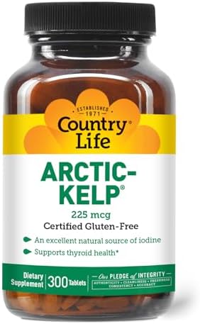 Country Life Arctic-Kelp – Suplemento Natural de Yodo para Tiroides e Inmunidad – Vegano, Sin Gluten, 225 mcg – Ideal para Salud de Tiroides, - imagen 1