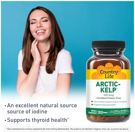 Country Life Arctic-Kelp – Suplemento Natural de Yodo para Tiroides e Inmunidad – Vegano, Sin Gluten, 225 mcg – Ideal para Salud de Tiroides, - imagen 3