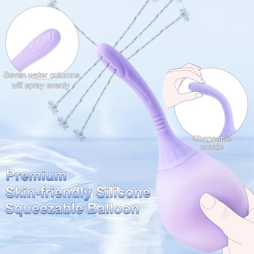 Bulbo Enema para Limpieza Anal - Kit de Enema con Nozzles de Silicona Flexible, Ducha Antirretorno y Lubricante, Cuidado Femenino y Masculino - imagen 2
