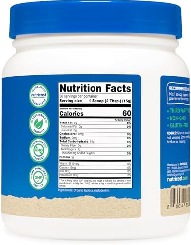 Nutricost Maltodextrina Orgánica en Polvo 1lb - Libre de Gluten, No Transgénico - imagen 5