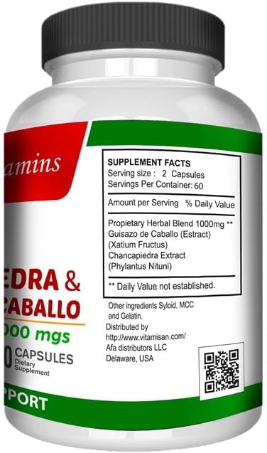 Guisazo de Caballo y Chancapiedra Life Naturals 120 cápsulas de Chanca Piedra Pura - imagen 3