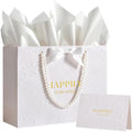 Bolsa de Regalo de Boda Crisky de 13 con Asas de Perlas, Grande para Ducha Nupcial con Tarjeta de Felicitación y Papel de Seda (Feliz Para Siempre) - imagen 1
