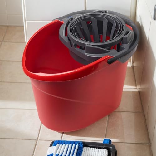 CNEIESD Cubeta de Trapeador Rápido y Sin Manos – 9.5 Litros con Escurridor Integrado, Rojo - imagen 2