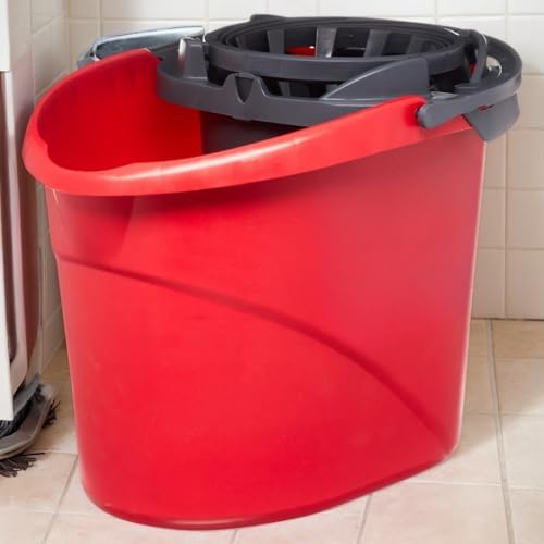 CNEIESD Cubeta de Trapeador Rápido y Sin Manos – 9.5 Litros con Escurridor Integrado, Rojo - imagen 3