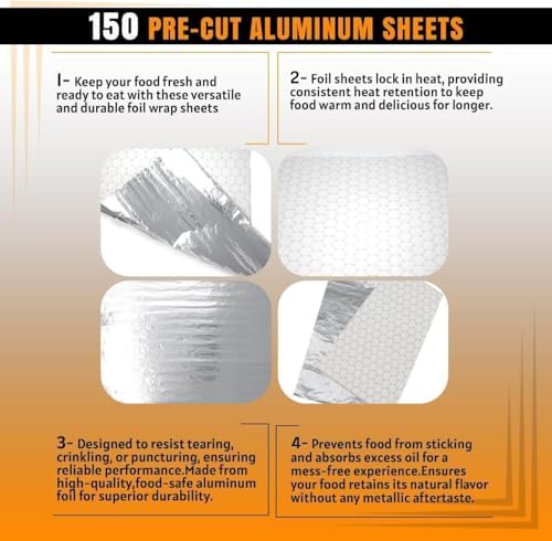 Papel de Aluminio Aislante para Sándwiches - 150 Hojas de 10 3/4 x 14 - Ideal para Sándwiches, Burritos y BBQ - imagen 4