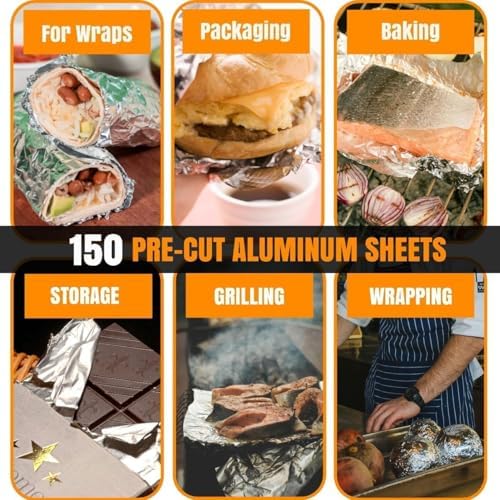 Papel de Aluminio Aislante para Sándwiches - 150 Hojas de 10 3/4 x 14 - Ideal para Sándwiches, Burritos y BBQ - imagen 5