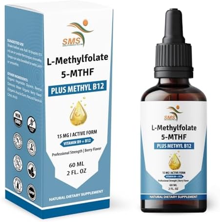 L-Metilfolato 15mg + Gotas Líquidas de Metil B12 – Fórmula Sublingual de Alta Potencia con Sabor Natural a Baya – Soporte para el Ánimo, Salud - imagen 1