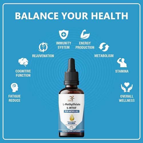 L-Metilfolato 15mg + Gotas Líquidas de Metil B12 – Fórmula Sublingual de Alta Potencia con Sabor Natural a Baya – Soporte para el Ánimo, Salud - imagen 5