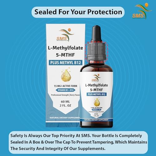L-Metilfolato 15mg + Gotas Líquidas de Metil B12 – Fórmula Sublingual de Alta Potencia con Sabor Natural a Baya – Soporte para el Ánimo, Salud - imagen 7