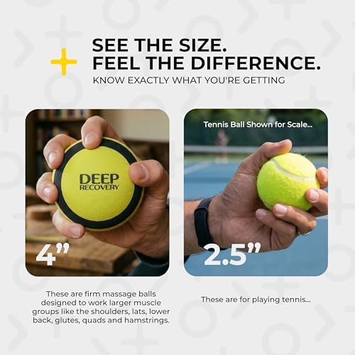 Set de Pelotas de Masaje de Tejido Profundo para Yoga, Densidad Firme – Pelotas de Liberación Miofascial de 4 Pulgadas para Pies, Espalda, Cuello, - imagen 2