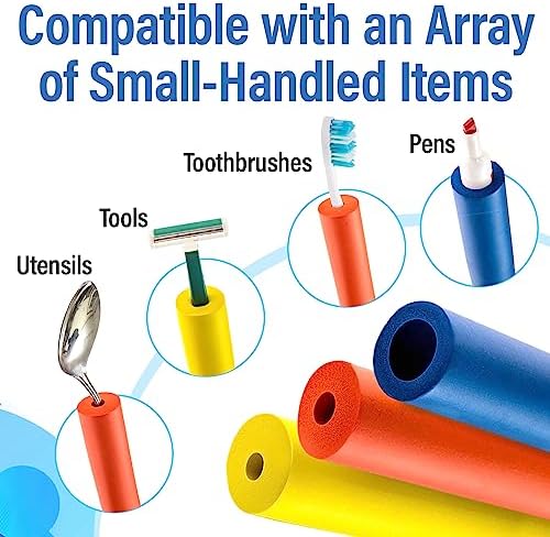 Tuberías Antideslizantes Impresa Foam Grip - Personalizables en Multi-Colores, Paquete de 6 Azul/Rojo/Amarillo para Mangos Adaptativos - Equipos y - imagen 3