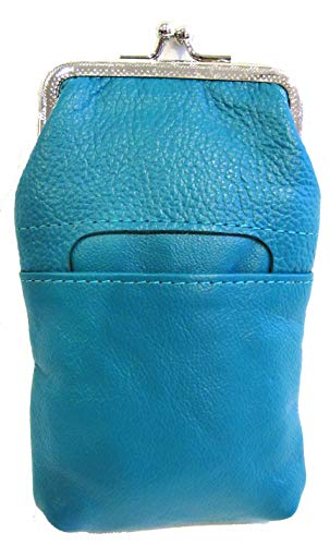 Funda para Cigarrillos de Cuero 100% para Mujer con Cierre, Encendedor y Monedero - Verde Teal - imagen 1