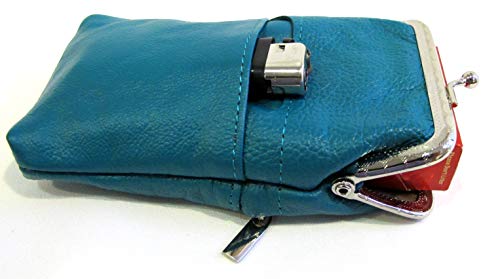 Funda para Cigarrillos de Cuero 100% para Mujer con Cierre, Encendedor y Monedero - Verde Teal - imagen 8
