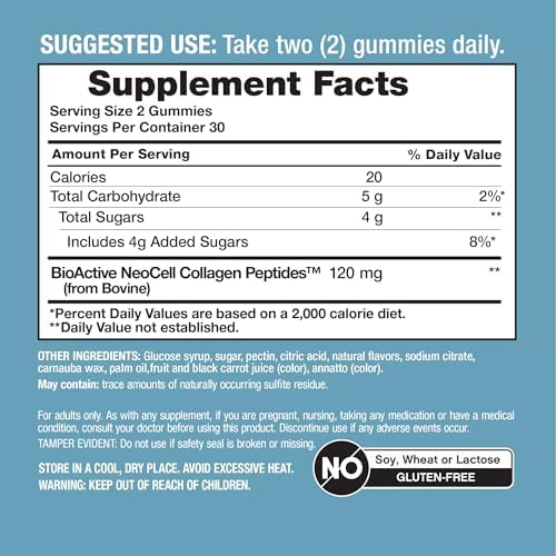Gomitas de Colágeno NeoCell Peptides | 60 Unidades | Tipos I & III | Suplemento Avanzado para Mujeres y Hombres - imagen 4