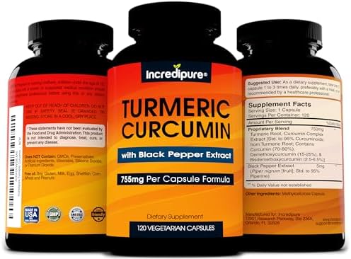 Suplemento de Cúrcuma y Curcumina con Extracto de Pimienta Negra - 755mg por Cápsula, 120 Cápsulas Veganas de Curcumin Incredipure - imagen 4