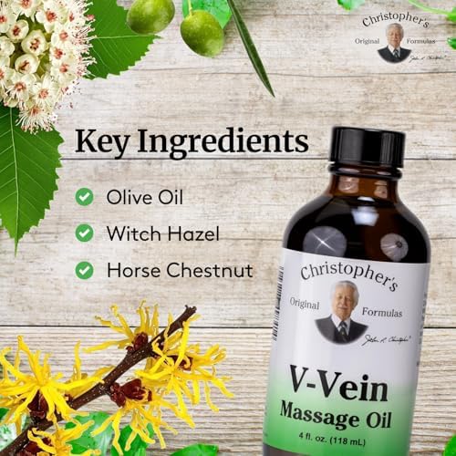 Aceite de Masaje V-Vein de Christopher’s Original Formulas, 4 fl oz | Mezcla Herbal Tópica para Cuidado de la Piel y Masaje - imagen 3