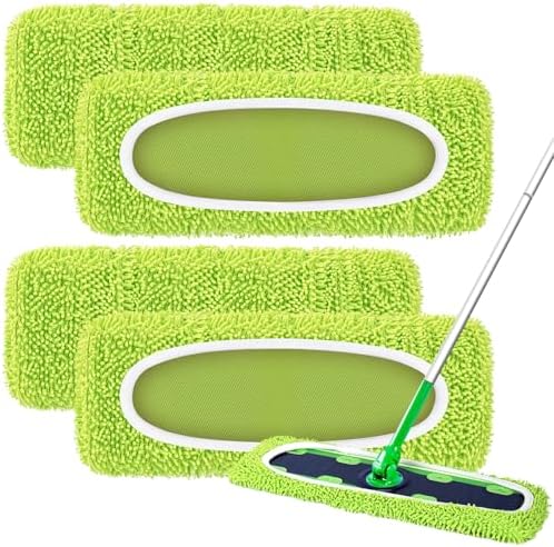 Paquete de 4 Almohadillas Reutilizables X-Large Nicemiya Compatibles con Swiffer Sweeper XL, Microfibra Chenille Lavables para Trapear Seco y Húmedo - imagen 1
